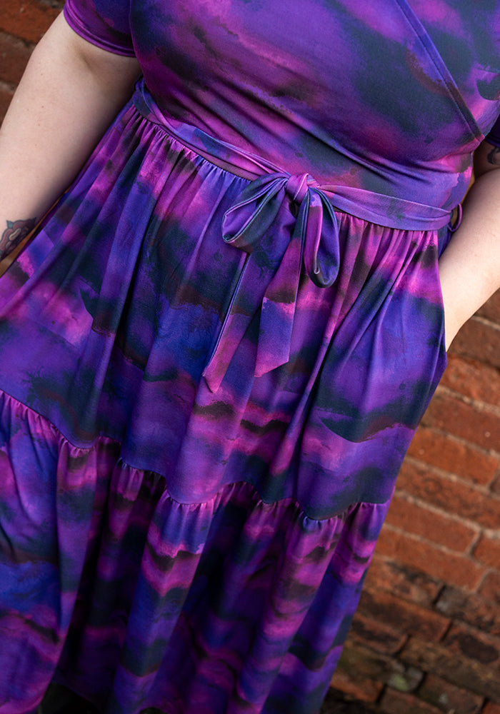 Eleventh angle of Portia Purple Ombre Print Midi Dress