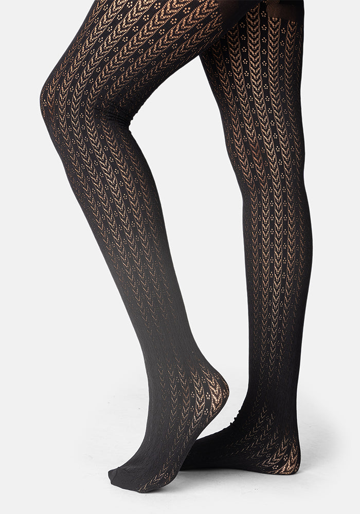 Front view of Premium Black Chevron Tights