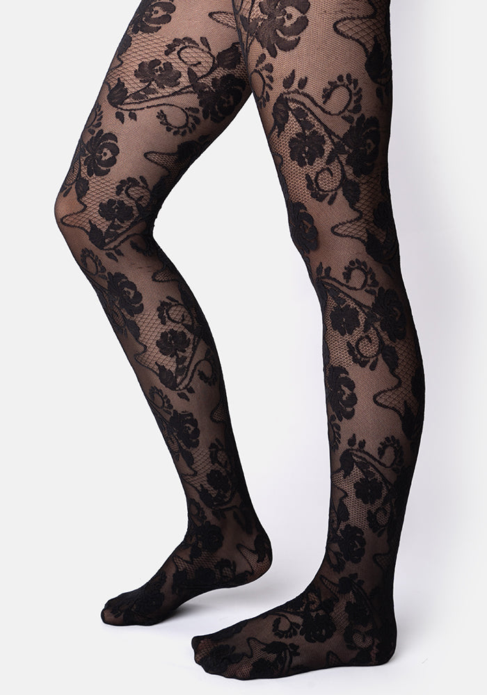 Third angle of Premium Black Lace Design Tights
