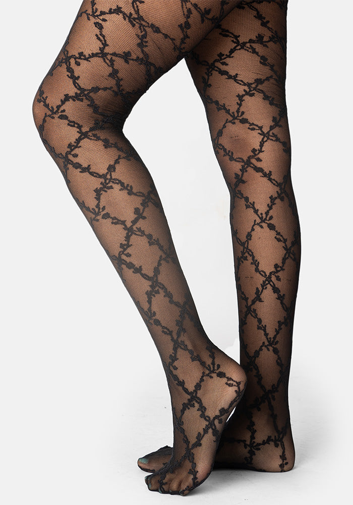 Premium Black Trellis Tights