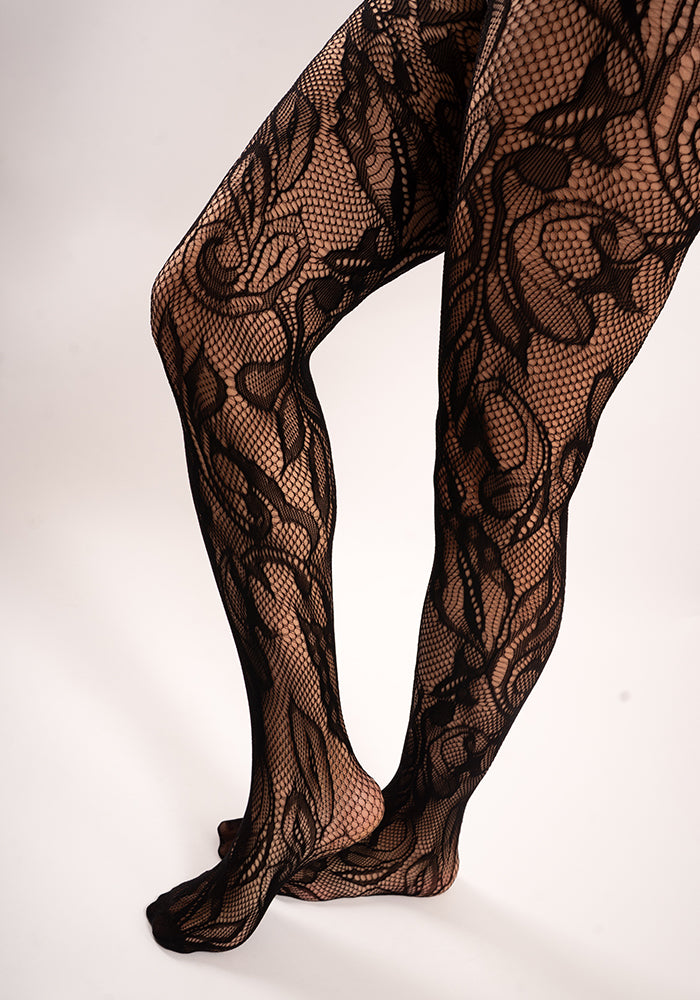 Front view of Premium Bloom Net Tights