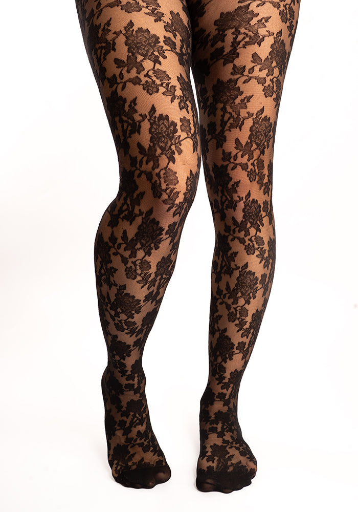 Second angle of Premium Bouquet Lace Tights (Black)