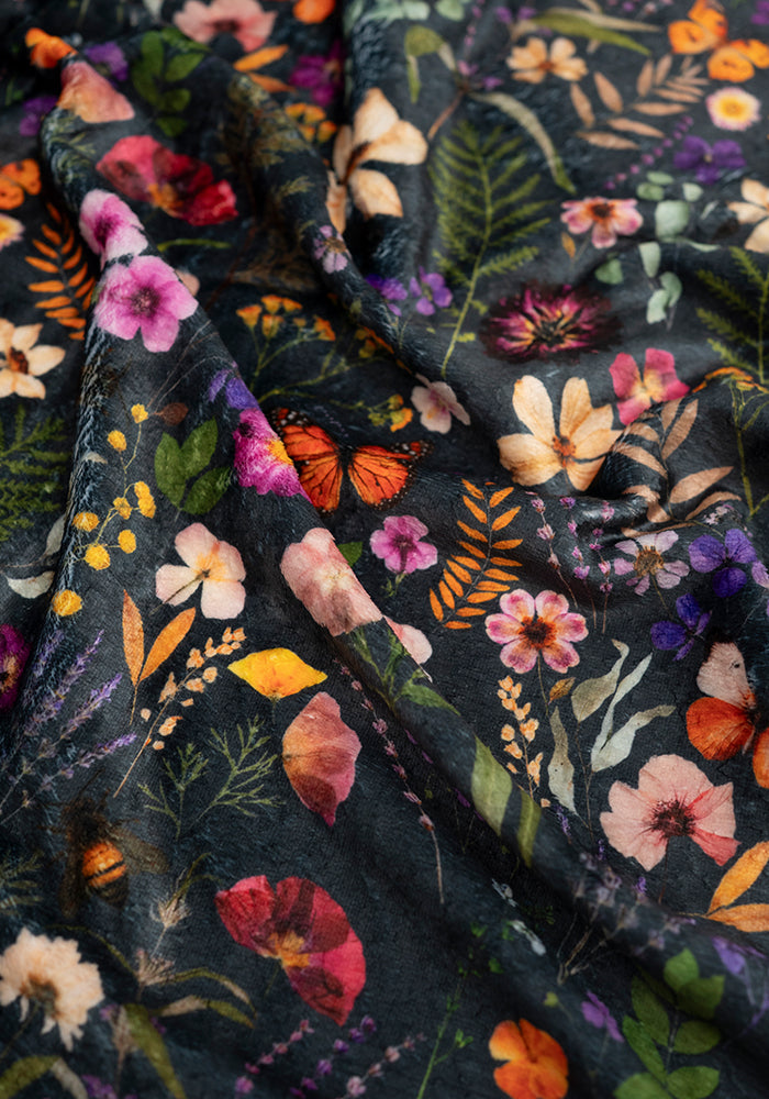 Third angle of Pressed Floral Pop-under Plush Blanket