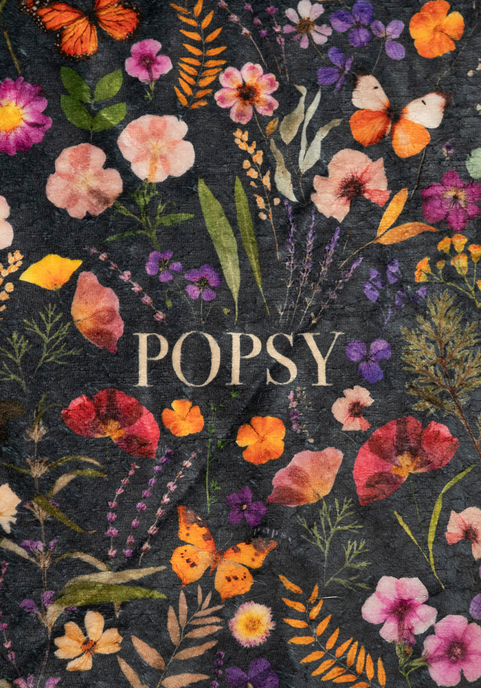 Sixth angle of Pressed Floral Pop-under Plush Blanket