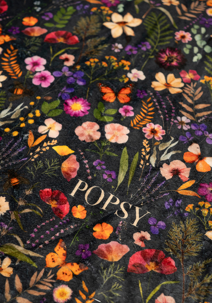 Fifth angle of Pressed Floral Pop-under Plush Blanket