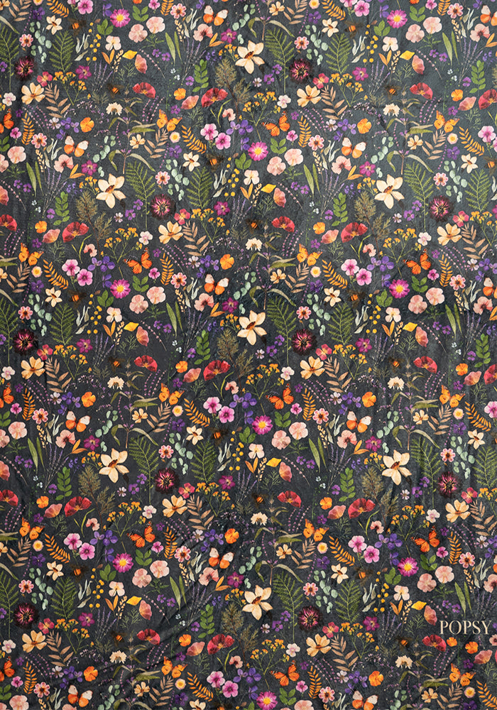 Second angle of Pressed Floral Pop-under Plush Blanket
