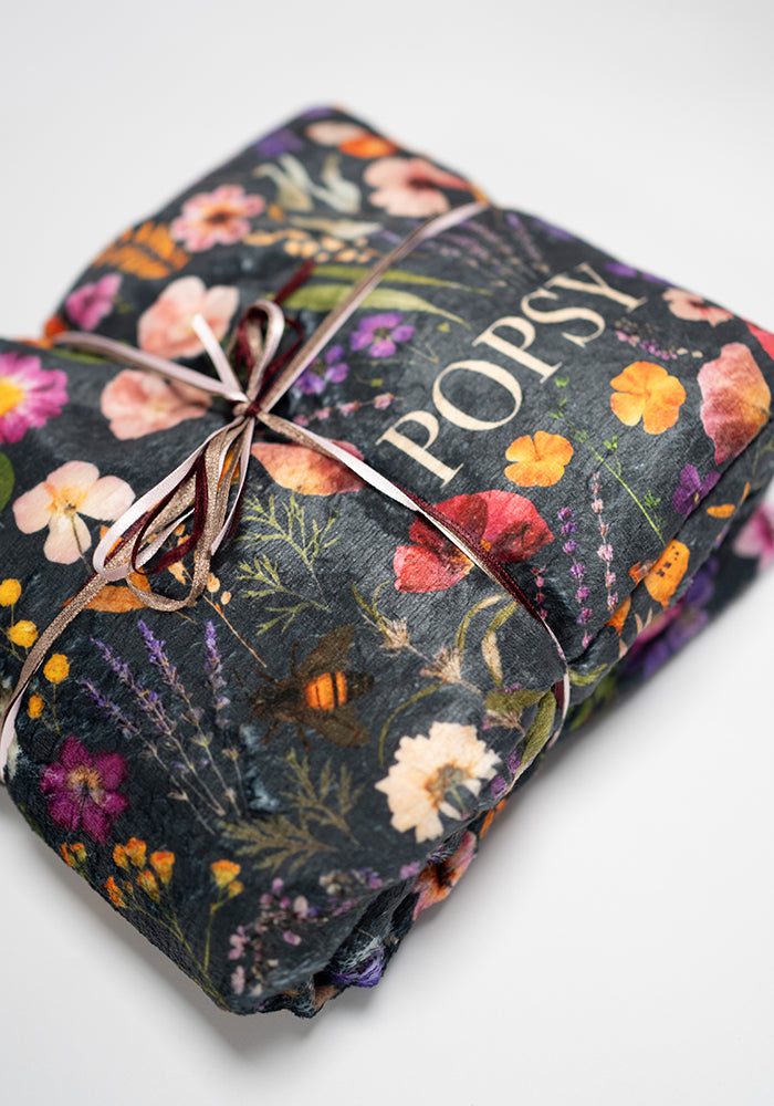 Seventh angle of Pressed Floral Pop-under Plush Blanket