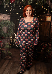 Celia Navy Christmas Puddings Print Pyjama Set
