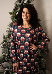 Mandy Navy Christmas Pudding Print Nightshirt