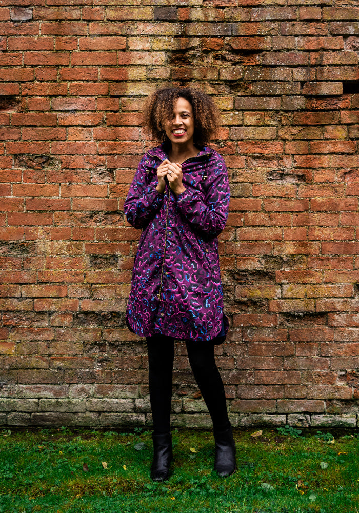 Seventh angle of Purple Animal Print Popsy Coat