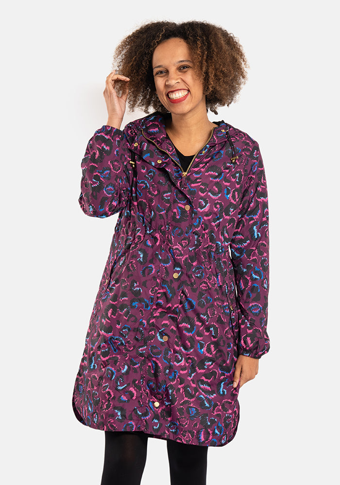 Sixth angle of Purple Animal Print Popsy Coat