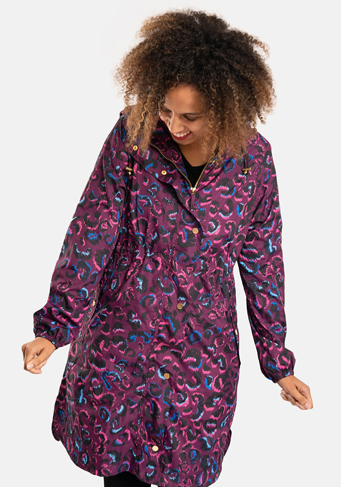 Fourth angle of Purple Animal Print Popsy Coat