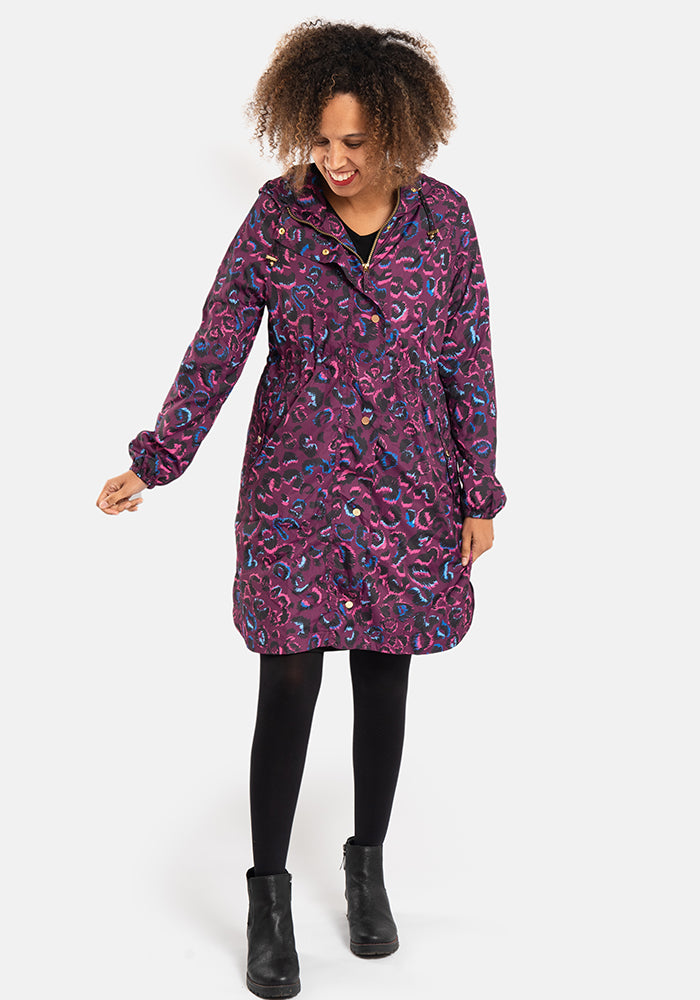 Third angle of Purple Animal Print Popsy Coat