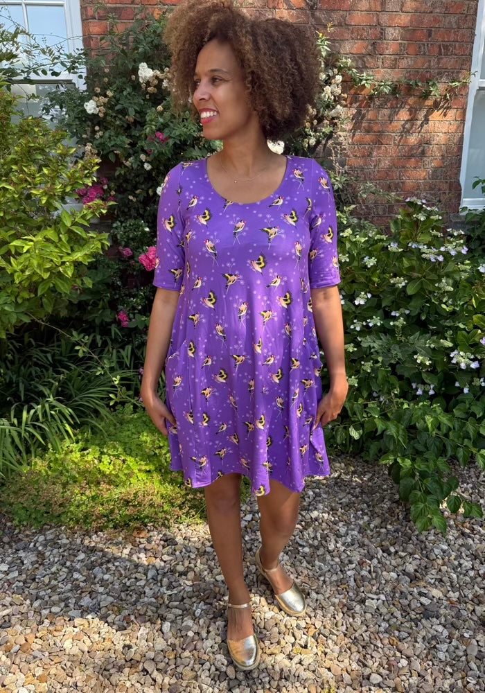 Hanna Light Purple Goldfinch Print Tunic