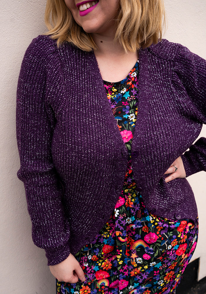 Purple & Silver Lurex Cardigan
