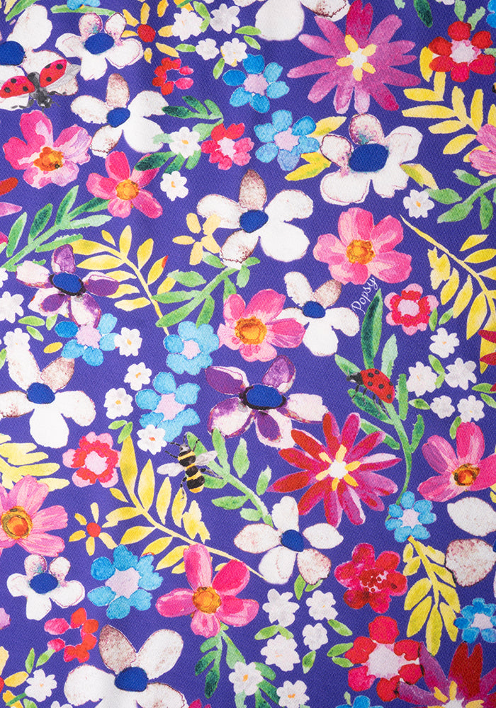 Helene Painted Floral Print Trapeze Dress