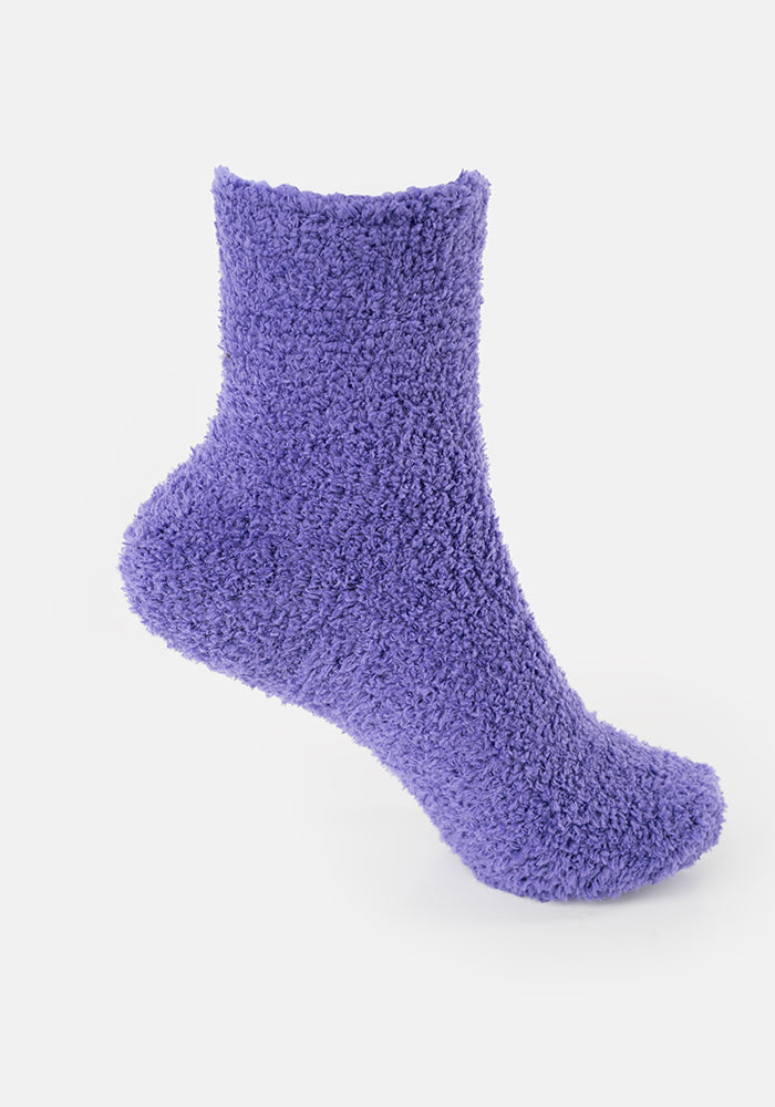 Front view of Purple Fluffy Socks