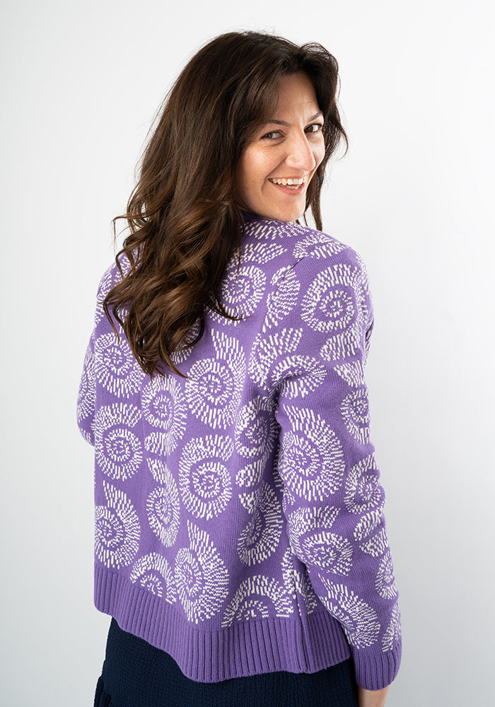 Purple Fossil Knit Cardigan