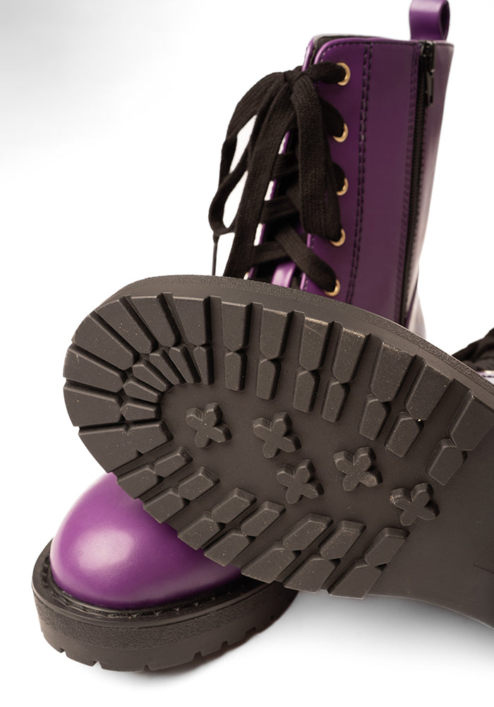 Third angle of Purple Lace Up Boot