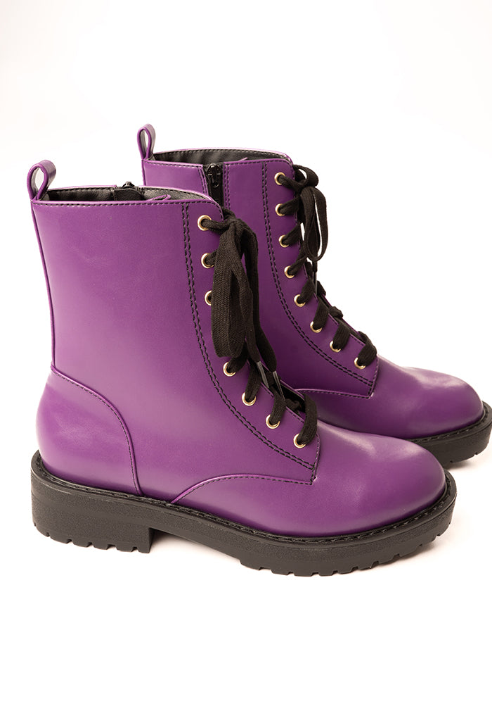 Second angle of Purple Lace Up Boot