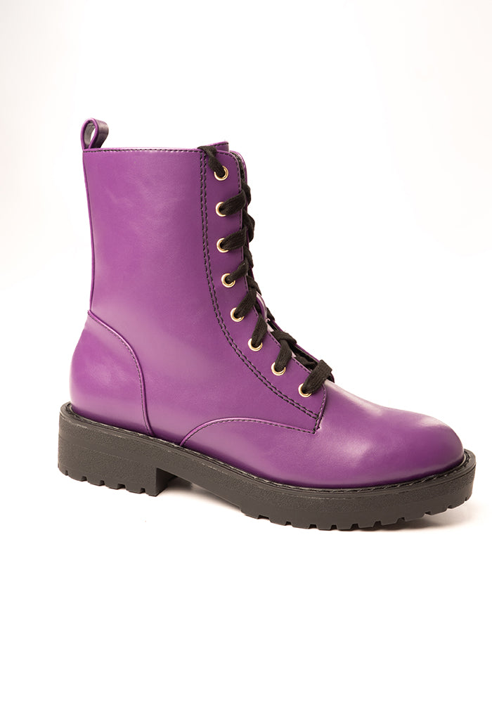 Seventh angle of Purple Lace Up Boot