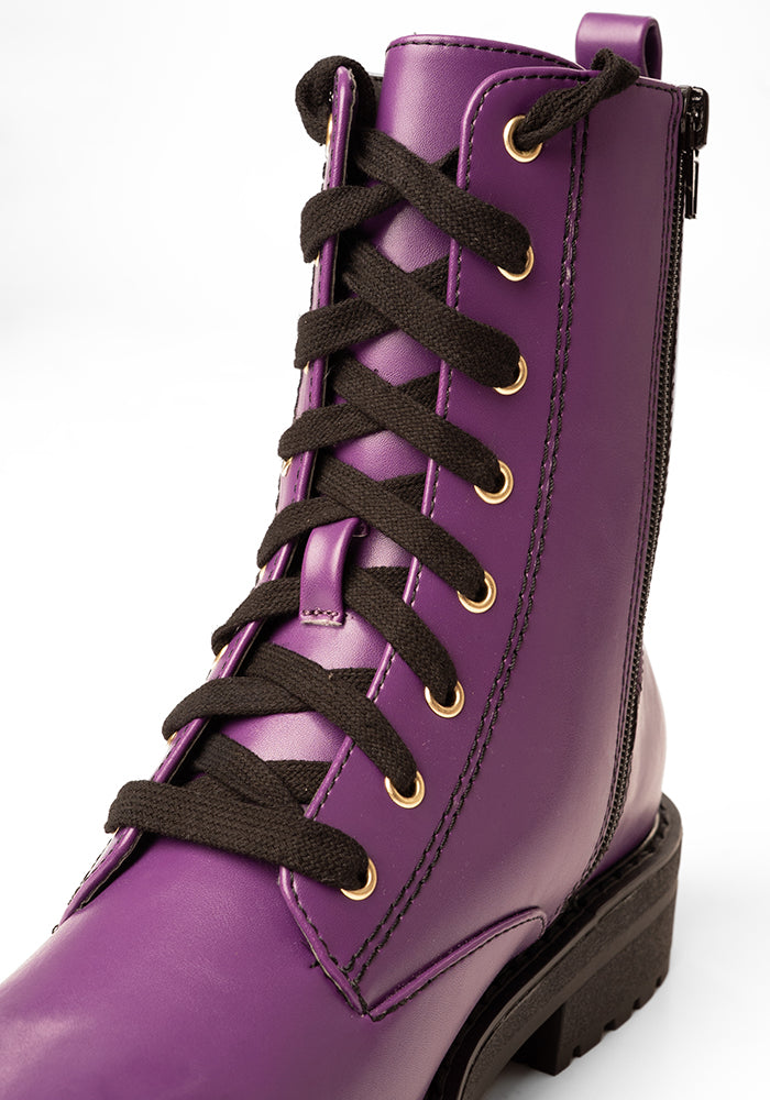 Sixth angle of Purple Lace Up Boot