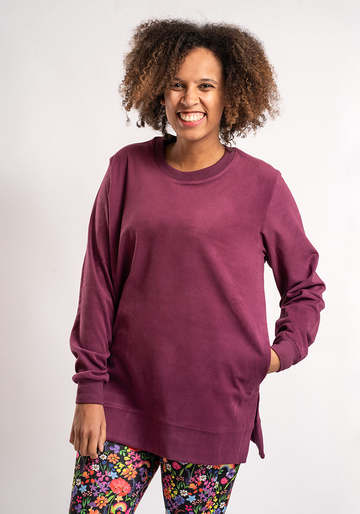 Third angle of Purple Longline Popsy Sweatshirt