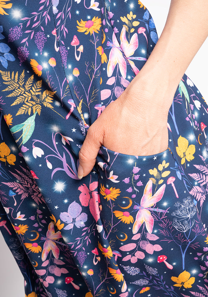 Fourth angle of Taylor Purple Magical Moth Print Jersey Tunic
