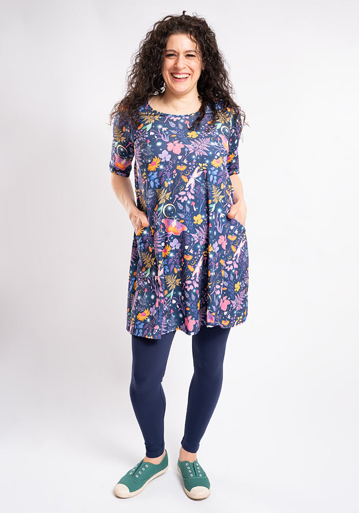 Sixth angle of Taylor Purple Magical Moth Print Jersey Tunic