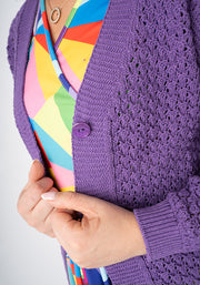 Purple Open Knit Cardigan