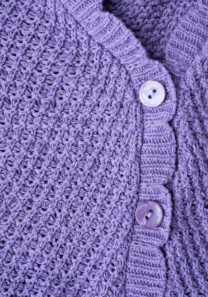 Second angle of Purple Scallop Short Sleeve Cardigan