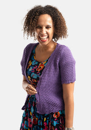Purple Scallop Short Sleeve Cardigan