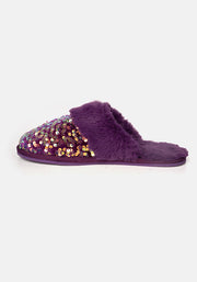 Purple Glitter Mule Slippers