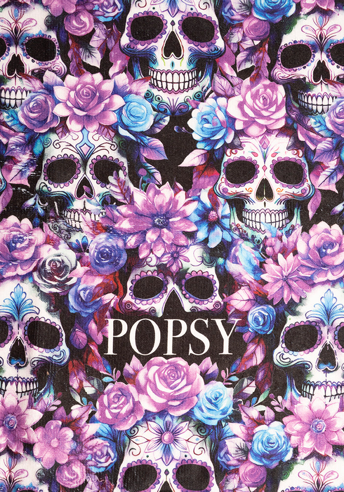 Second angle of Purple Floral Skull Print Hand Towel