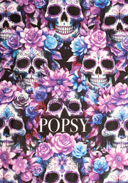 Purple Floral Skull Print Hand Towel