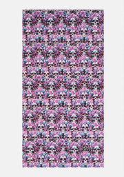 Purple Floral Skull Print Large Towel
