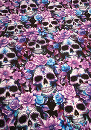 Purple Floral Skull Print Large Towel