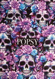 Purple Floral Skull Print Large Towel