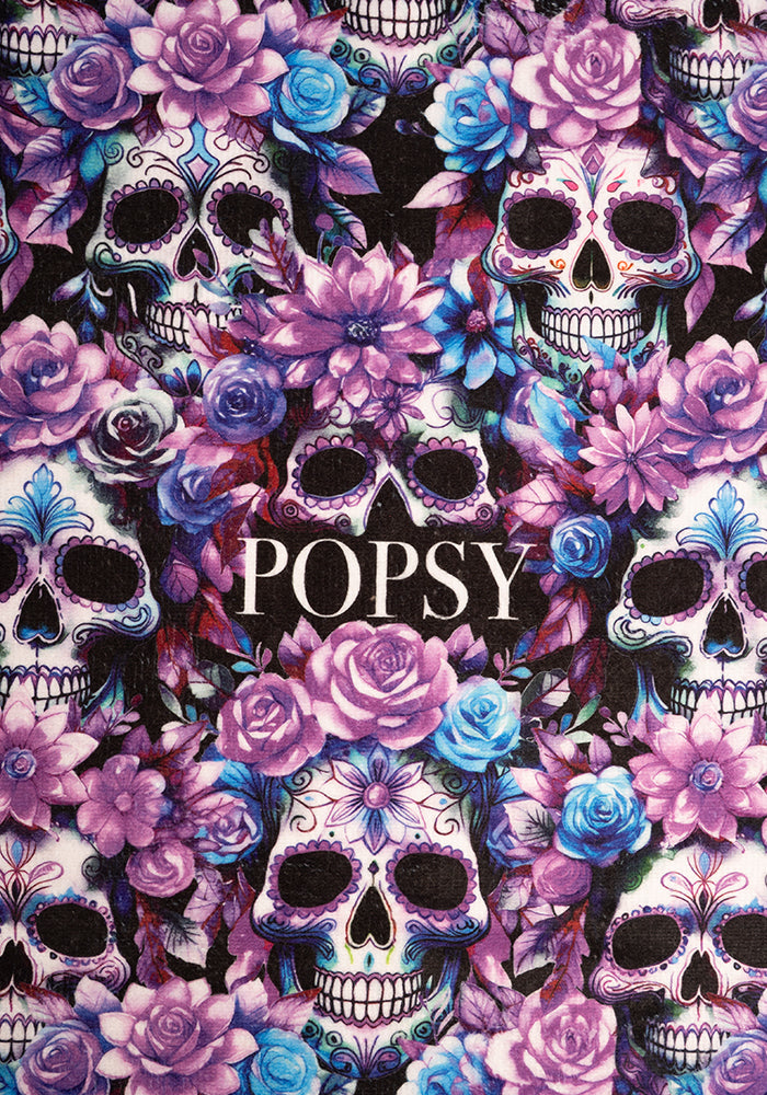 Purple Floral Skull Print Large Towel