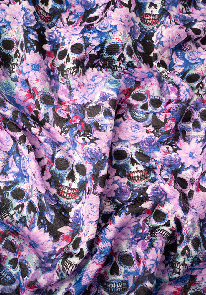 Purple Skull Print Scarf