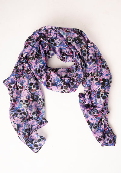Purple Skull Print Scarf