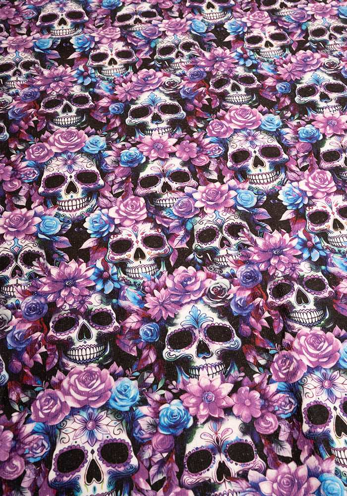 Fourth angle of Purple Floral Skull Print Jumbo Bath Sheet