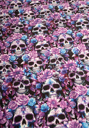 Purple Floral Skull Print Jumbo Bath Sheet