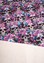 Purple Floral Skull Print Jumbo Bath Sheet