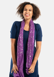 Purple Star Foil Print Scarf