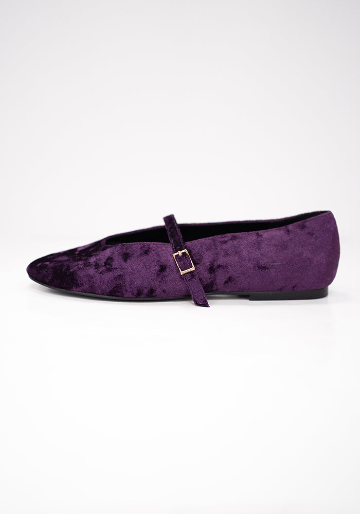 Sixth angle of Purple Velvet Ballet Pump