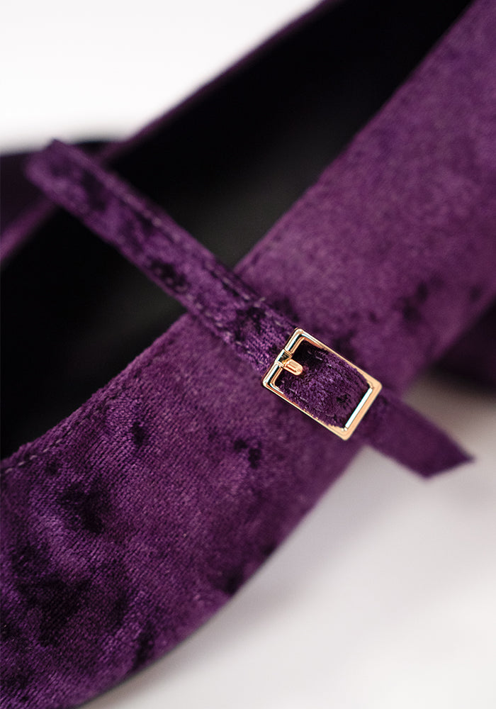 Fourth angle of Purple Velvet Ballet Pump