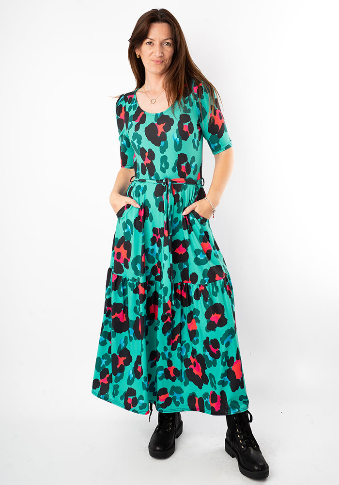 Third angle of Quilla Large Scale Animal Print Midaxi Dress