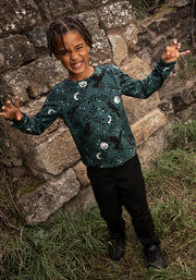 Children's Teal Raven Print Cotton T-Shirt (Ravenna)
