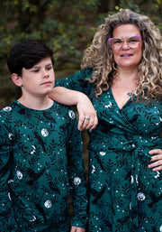 Children's Teal Raven Print Cotton T-Shirt (Ravenna)
